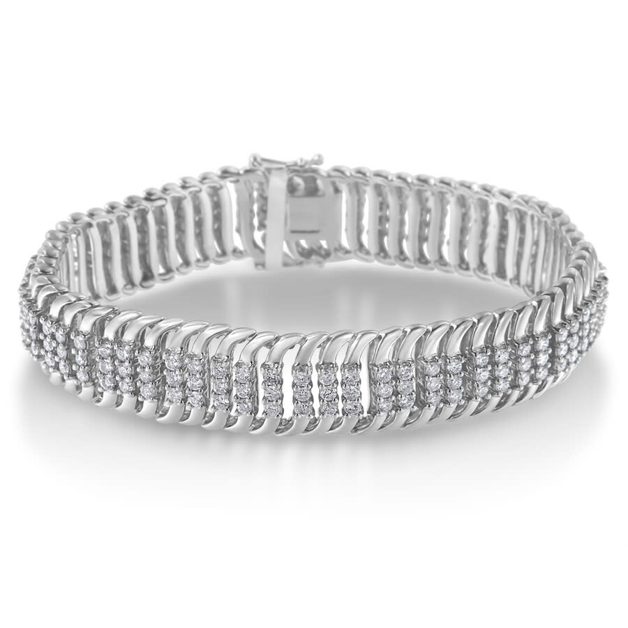 Haus Of Brilliance 14k White Gold 5.0cttw Diamond S Wave Serpentine Tennis Bracelet In Gray