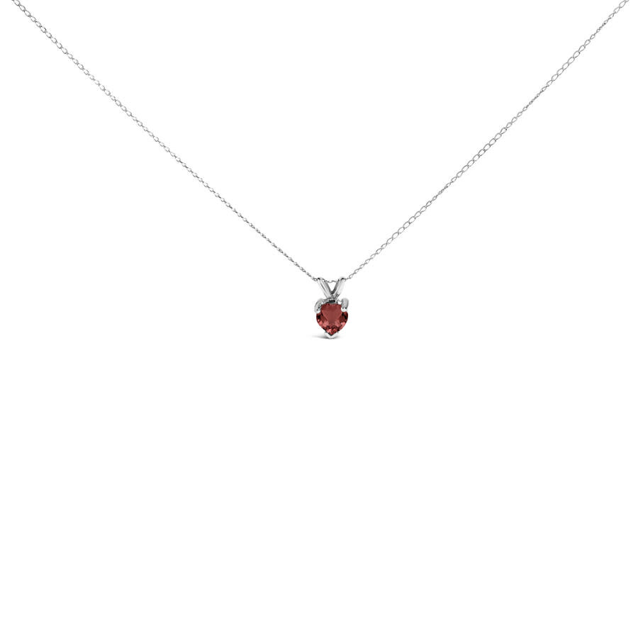 Haus Of Brilliance 14k White Gold 5x5 Mm Heart Shaped Red Garnet Solitaire Pendant Necklace In White