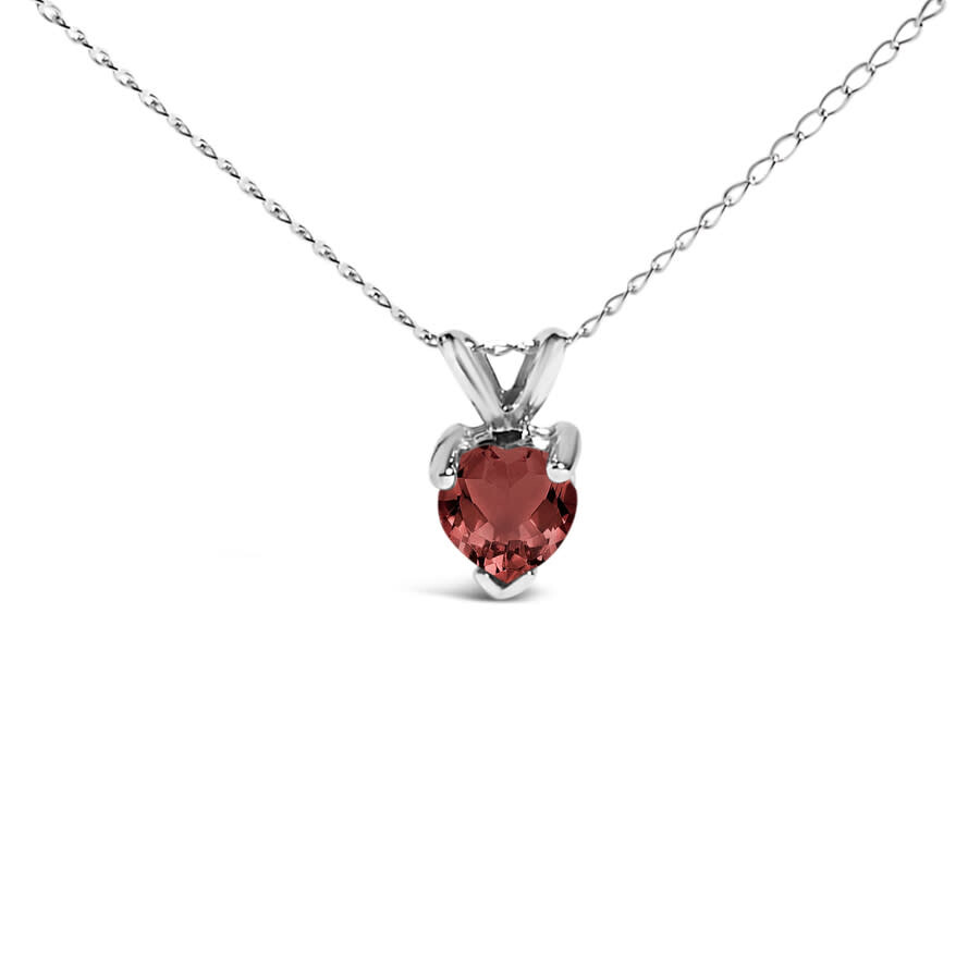 Haus Of Brilliance 14k White Gold 5x5 Mm Heart Shaped Red Garnet Solitaire Pendant Necklace In White