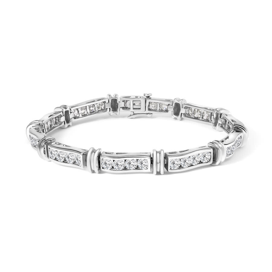 Haus Of Brilliance 14k White Gold 6 3/4 Cttw Diamond 4 Stone Link Bracelet In Metallic