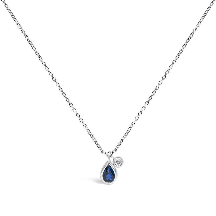 Haus Of Brilliance 14k White Gold 6x4mm Pear Blue Sapphire And Diamond Accent Charm Pendant Necklace In Metallic
