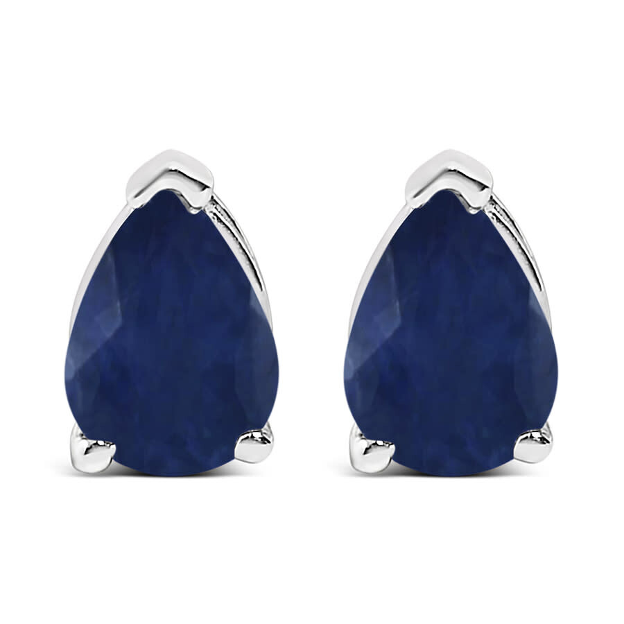 Haus Of Brilliance 14k White Gold 6x4mm Pear Shaped Blue Sapphire Solitaire Stud Earrings In Multi