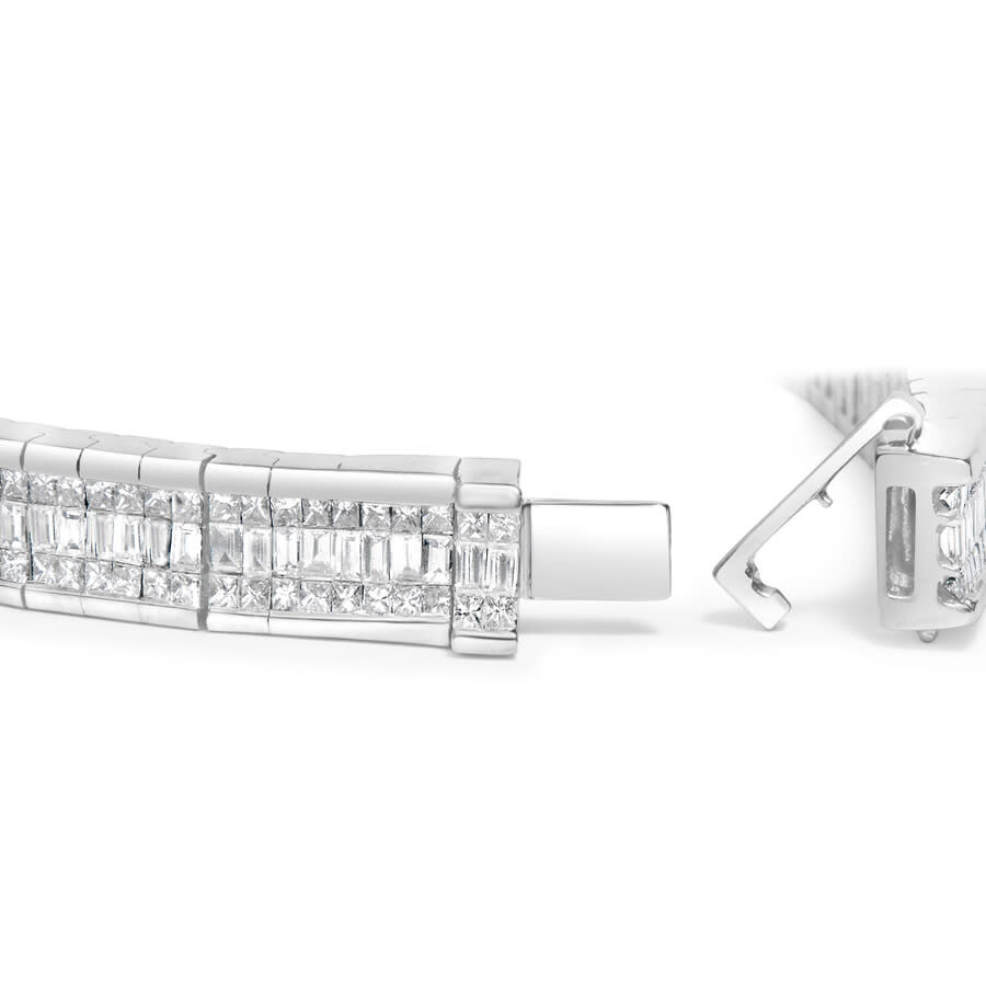 Haus Of Brilliance 14k White Gold 7 7/8 Cttw Princess And Baguette Diamond Eternity Line Tennis Brac In Metallic