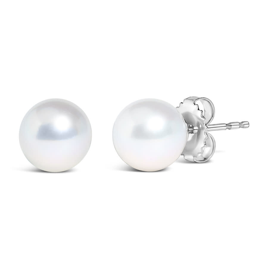 Haus Of Brilliance 14k White Gold 7-7.5mm Cultured Freshwater Pearl Solitaire Stud Earrings