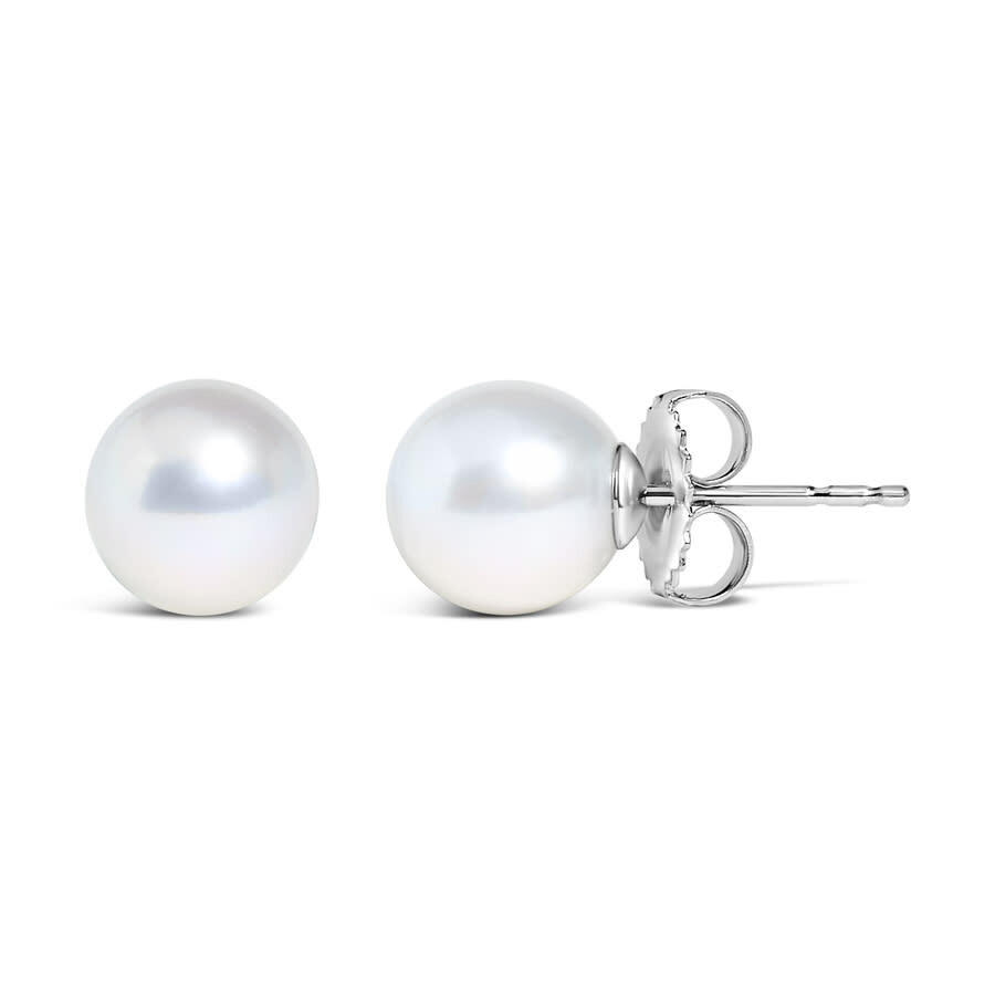 Haus Of Brilliance 14k White Gold 8-8.5mm Cultured Freshwater Pearl Solitaire Stud Earrings