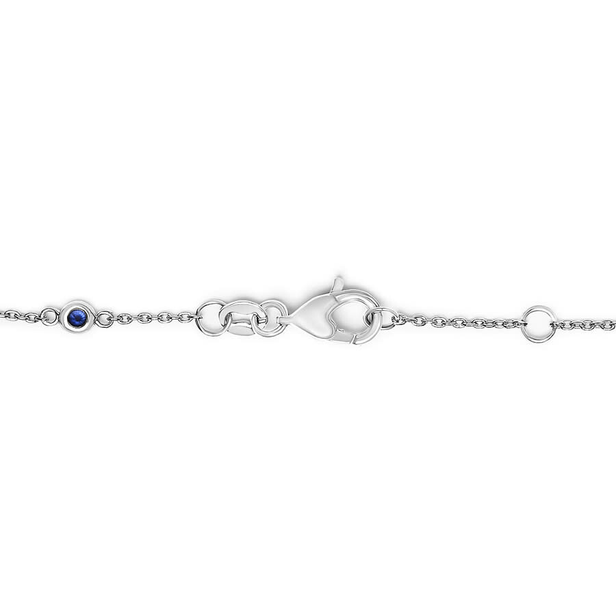 Haus Of Brilliance 14k White Gold Alternating Blue Sapphire And White Diamond Bezel Station Chain Br