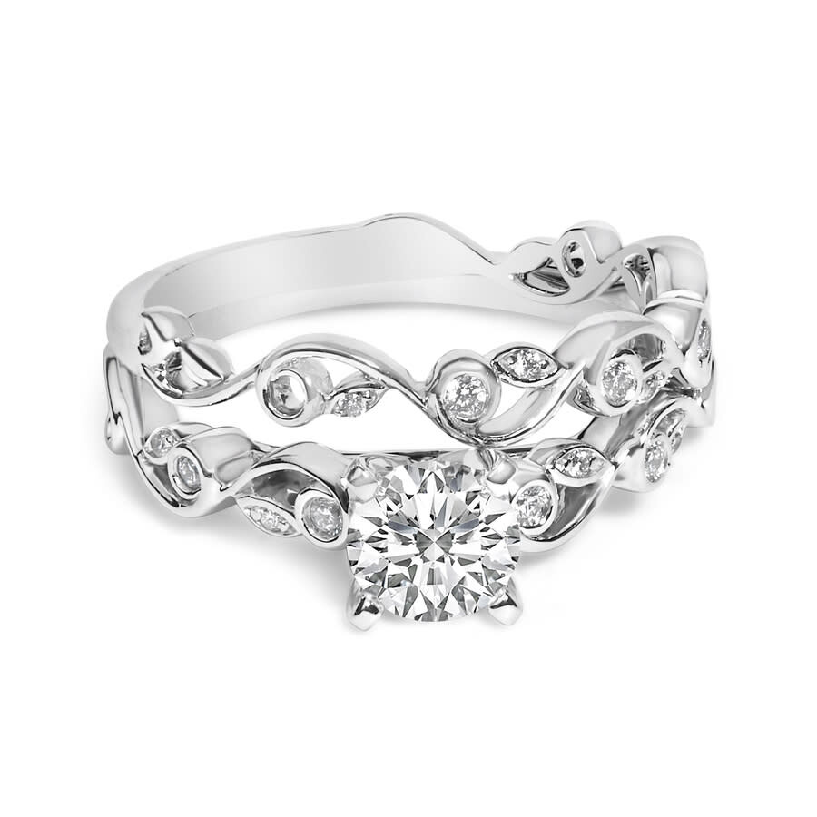 Haus Of Brilliance 14k White Gold Lab Grown Diamond 1.0 Cttw Vintage Style Engagement Ring And Band  In White