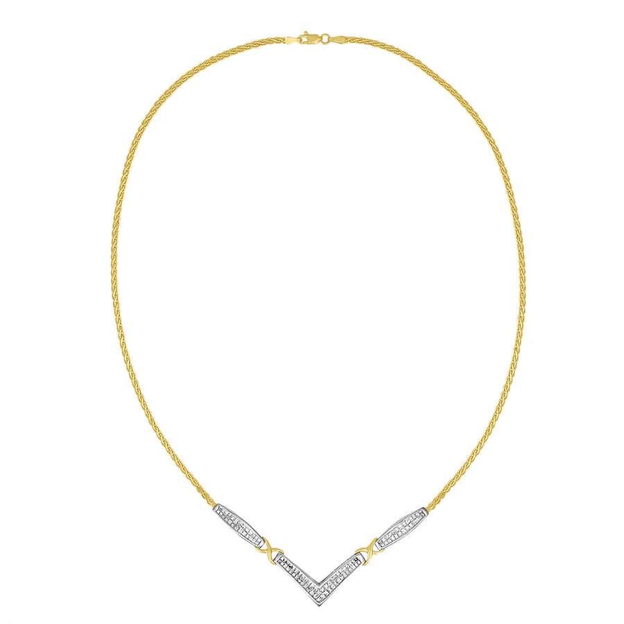 Shop Haus Of Brilliance 14k Yellow And White Gold 2 Cttw Diamond "v" Shape Statment 18" Necklace (h-i In Two-tone