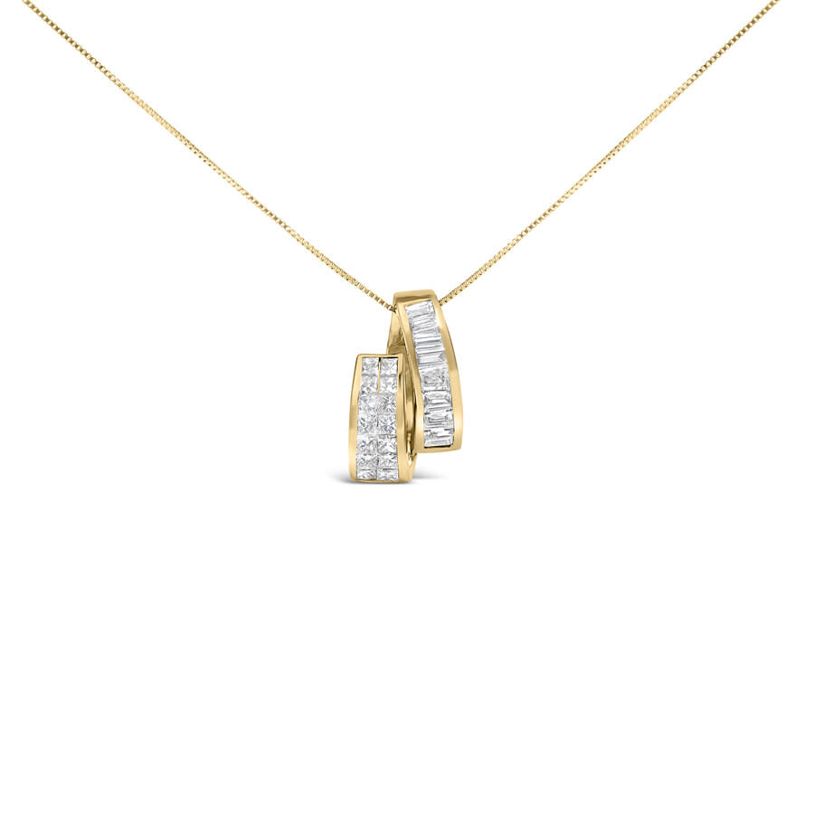 Haus Of Brilliance 14k Yellow Gold 1 5/8 Cttw Princess And Baguette Diamond Duo Bar Pendant Necklace In Yellow