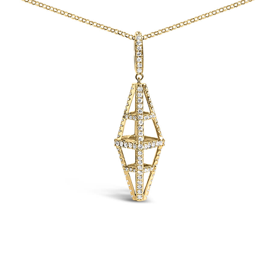 Haus Of Brilliance 14k Yellow Gold 1.0 Cttw Diamond Studded Geometric Double Pyramid 18" Pendant Necklace