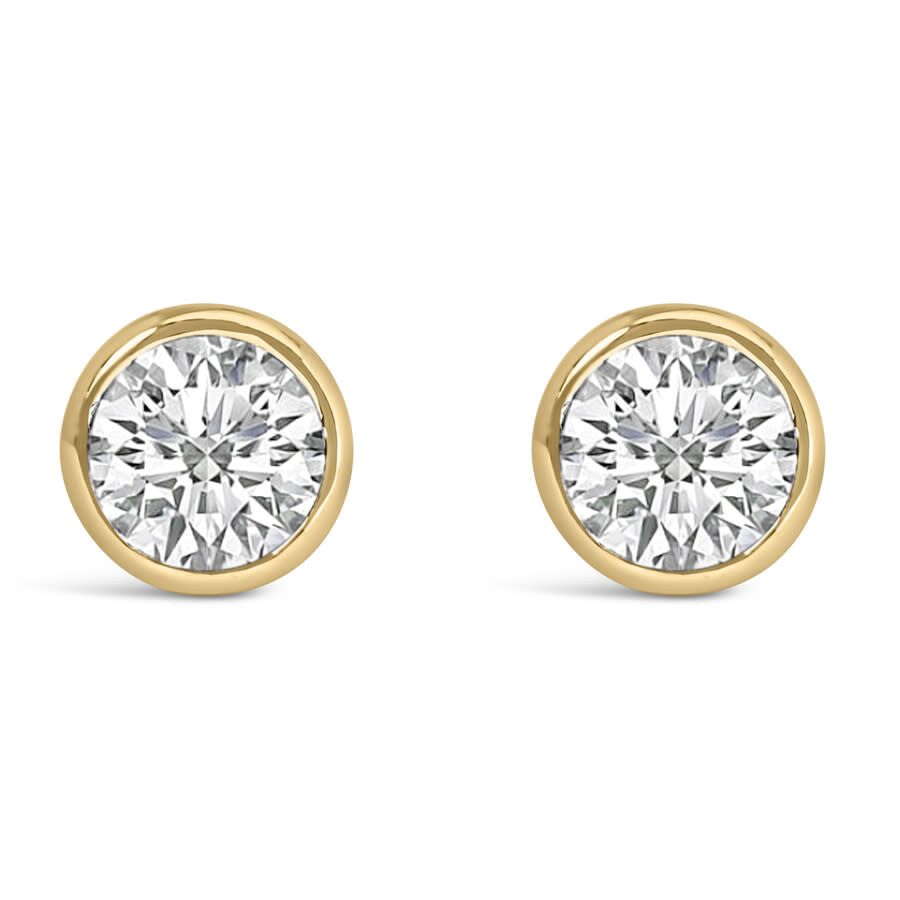 Haus Of Brilliance 14k Yellow Gold 1.0 Cttw Lab Grown Diamond Screw-back Classic Bezel Solitaire Stu In Yellow