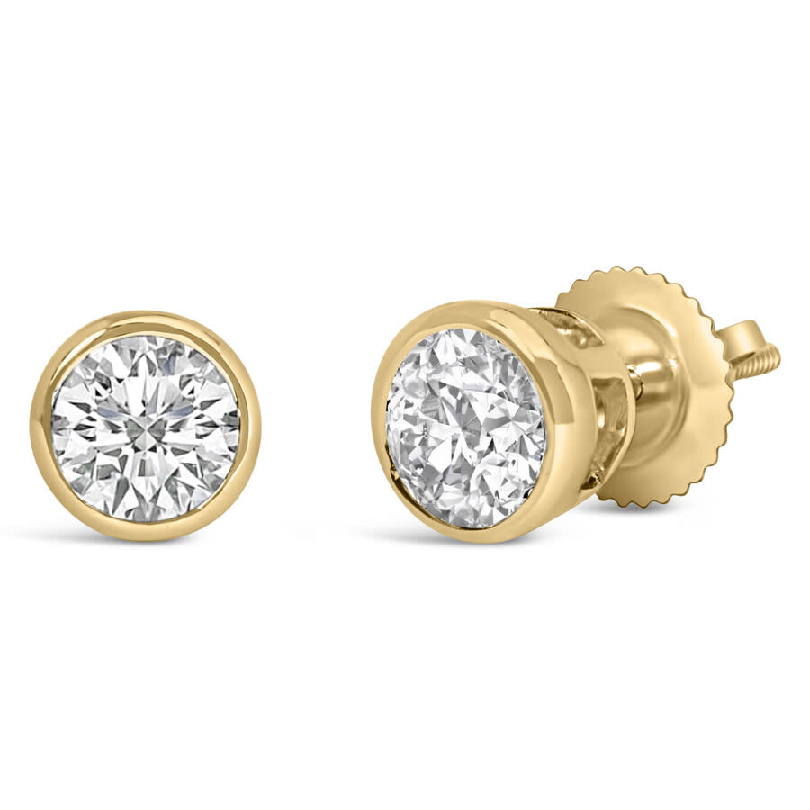 Haus Of Brilliance 14k Yellow Gold 1.0 Cttw Lab Grown Diamond Screw-back Classic Bezel Solitaire Stu In Yellow