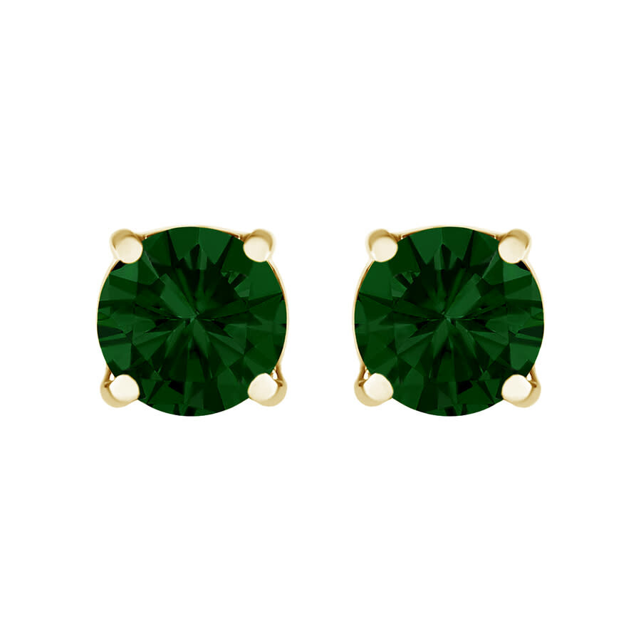 Haus Of Brilliance 14k Yellow Gold 1.0 Cttw Lab Grown Green Diamond Classic Solitaire Stud Earrings In Yellow