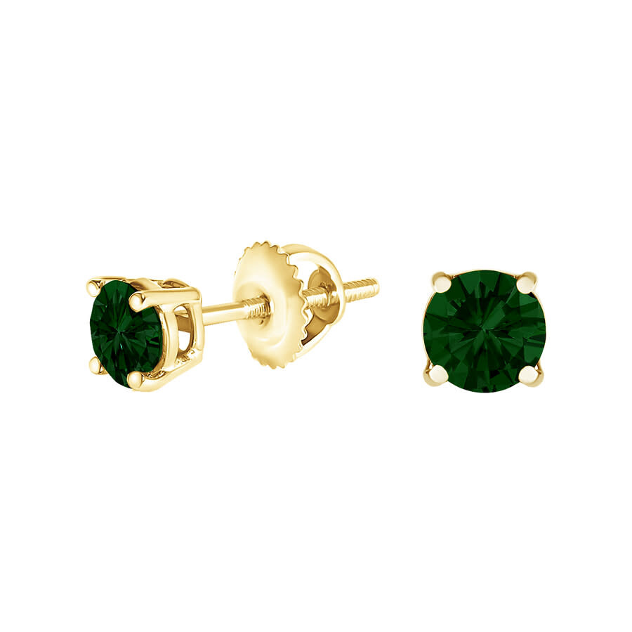 Haus Of Brilliance 14k Yellow Gold 1.0 Cttw Lab Grown Green Diamond Classic Solitaire Stud Earrings In Yellow