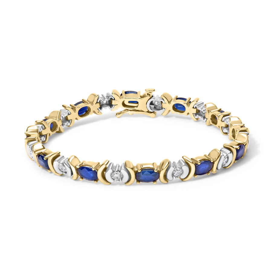 Haus Of Brilliance 14k Yellow Gold 1.00 Cttw Alternating Diamond And 6 1/2 Cttw Oval Blue Sapphire L In Yellow