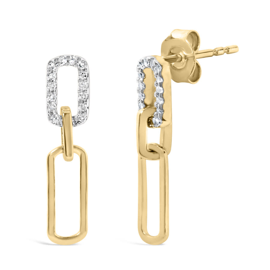 Haus Of Brilliance 14k Yellow Gold 1/10 Cttw Diamond Studded Paperclip Drop And Dangle Earrings (i-j In Yellow