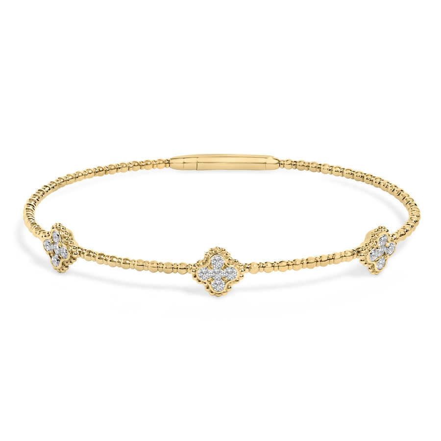 Haus Of Brilliance 14k Yellow Gold 1/2 Cttw Diamond Quatrefoil Clover Style Bangle Bracelet- 7.75 In In Yellow