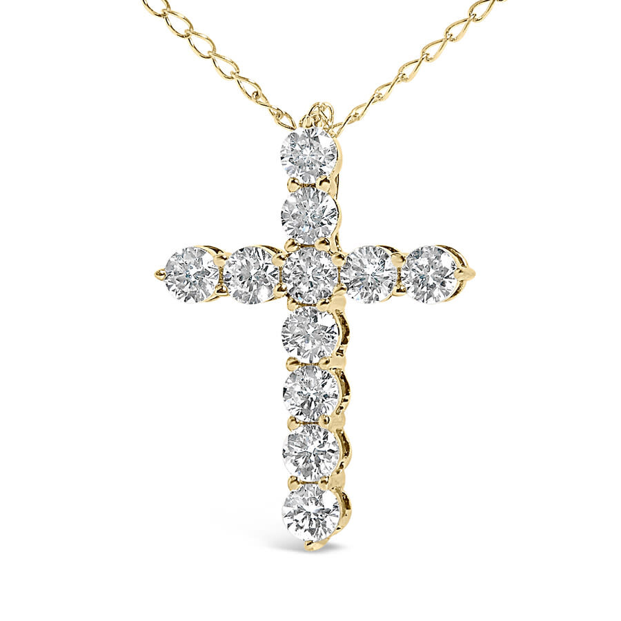 Haus Of Brilliance 14k Yellow Gold 1/2 Cttw Lab Grown Diamond 11 Stone Cross Pendant Necklace In Gold