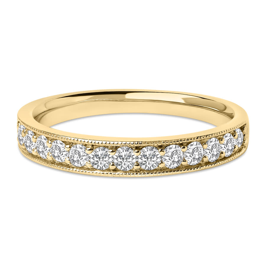 Haus Of Brilliance 14k Gold 1/2 Cttw Round Diamond Milgrain Wedding Band In Yellow
