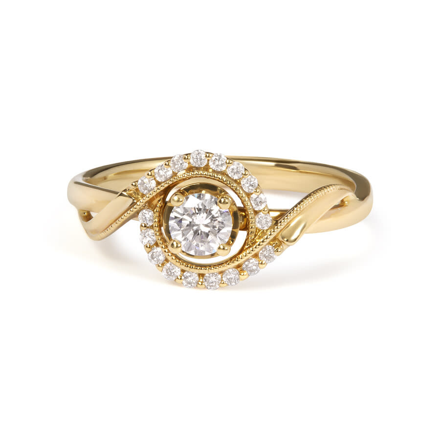 Haus Of Brilliance 14k Yellow Gold 1/3 Cttw Diamond Solitaire And Halo Swirl Engagement Ring In Yellow