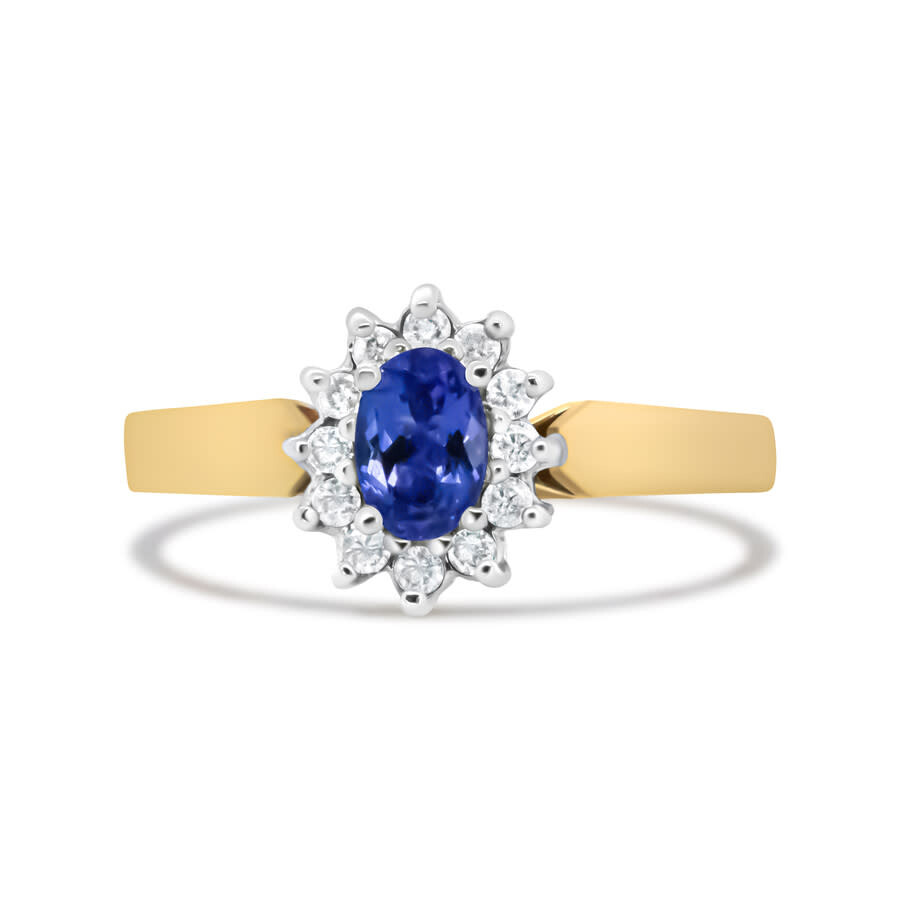 Haus Of Brilliance 14k Yellow Gold 1/5 Cttw Round Diamond And 6x4mm Oval Blue Tanzanite Halo Ring In Yellow