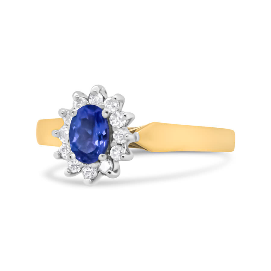 Haus Of Brilliance 14k Yellow Gold 1/5 Cttw Round Diamond And 6x4mm Oval Blue Tanzanite Halo Ring In Yellow