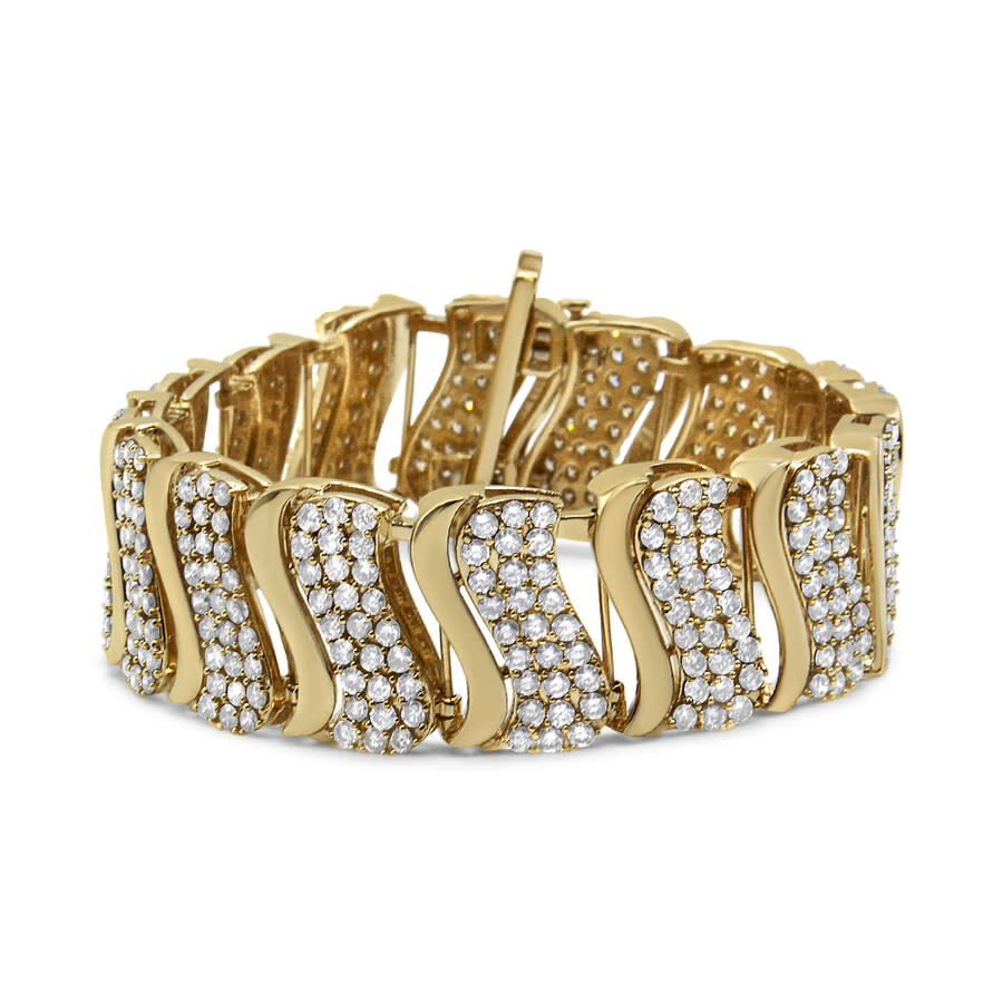 Haus Of Brilliance 14k Yellow Gold 15.0 Cttw Diamond Chevron Wave 7.25" Inch Link Bracelet (j-k Colo In Yellow