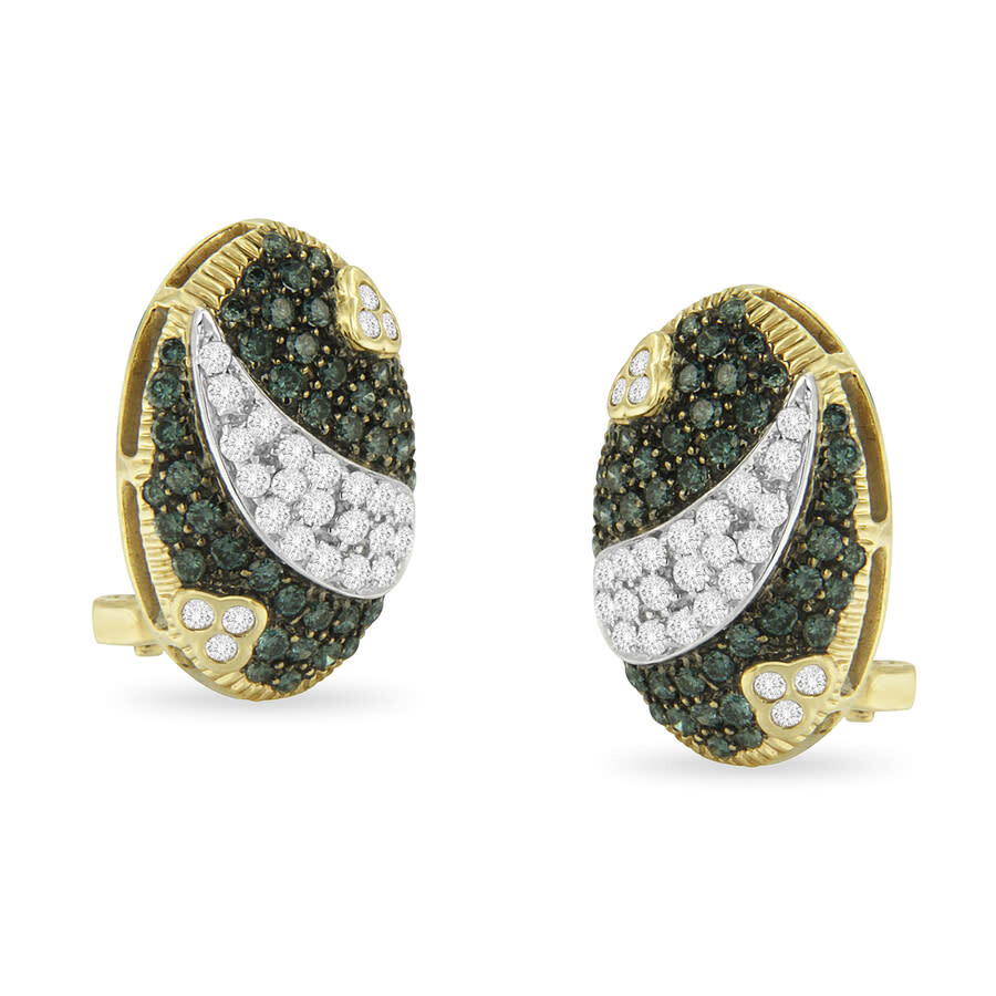Haus Of Brilliance 14k 2.16 Ct. Tw. Diamond Huggie Earrings In Green