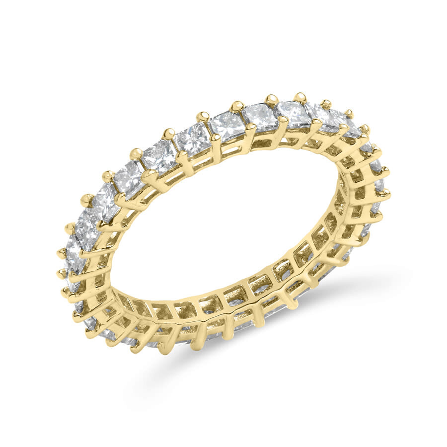 Shop Haus Of Brilliance 14k Yellow Gold 2.00 Cttw Shared Prong Set Princess Cut Diamond Eternity Band Rin