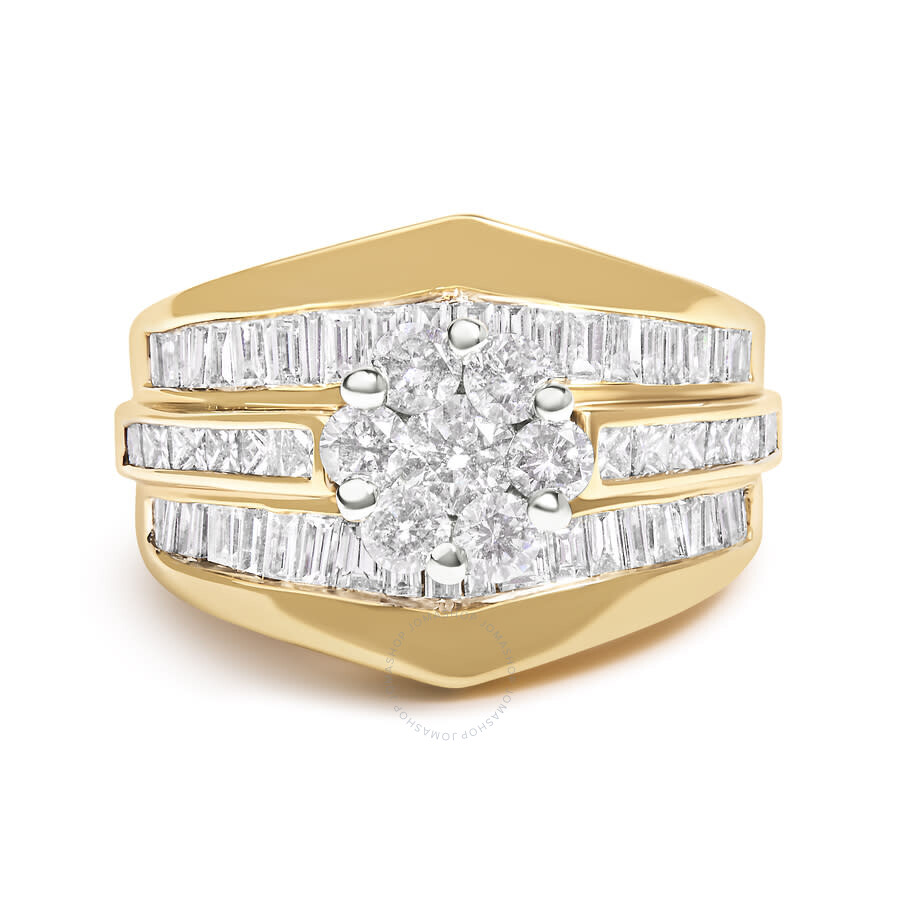 Haus Of Brilliance 14k Yellow Gold 2-1/3 Cttw Diamond Cluster Channel Set Chevron Shaped Engagement In Yellow