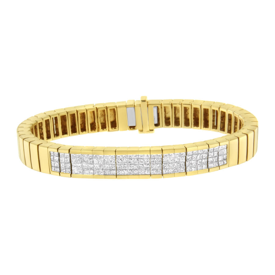 Haus Of Brilliance 14k Yellow Gold 3 5/8 Cttw Invisible Set Princess Cut Diamond Id Tennis Bracelet In White