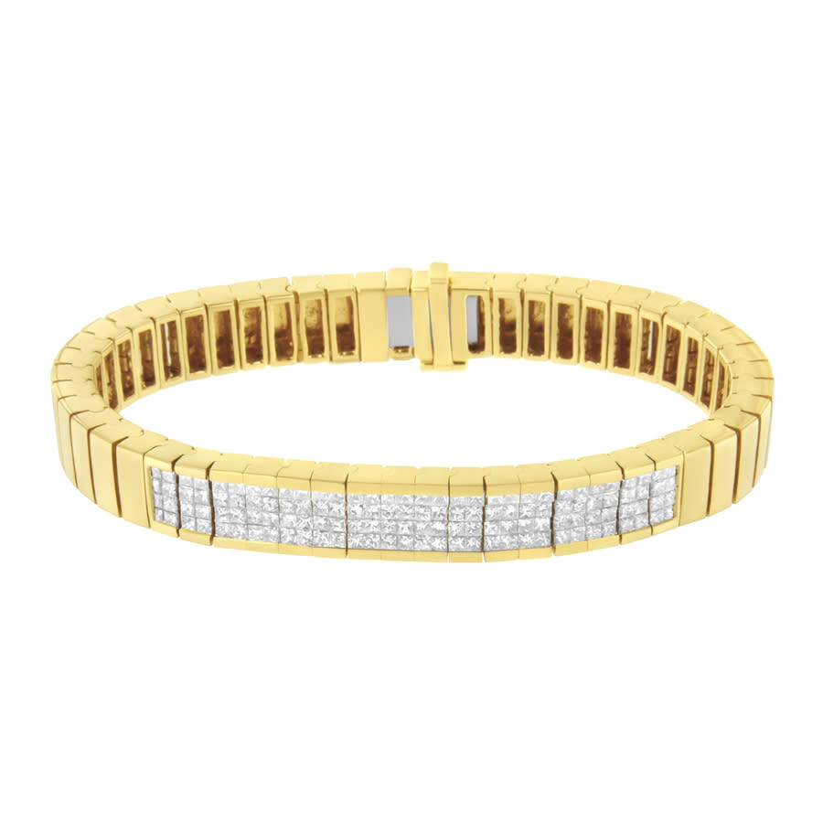 Haus Of Brilliance 14k Yellow Gold 3 5/8 Cttw Invisible Set Princess-cut Diamond Id Tennis Bracelet In White