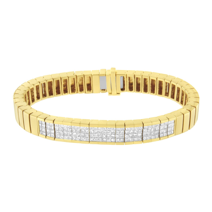 Shop Haus Of Brilliance 14k Yellow Gold 3 5/8 Cttw Invisible Set Princess-cut Diamond Id Tennis Bracelet  In White