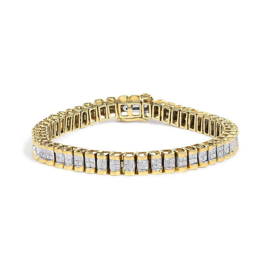 Haus Of Brilliance 14k Gold 3.0 Cttw Princess Cut Quad Invisible Set Tennis Bracelet In Gold