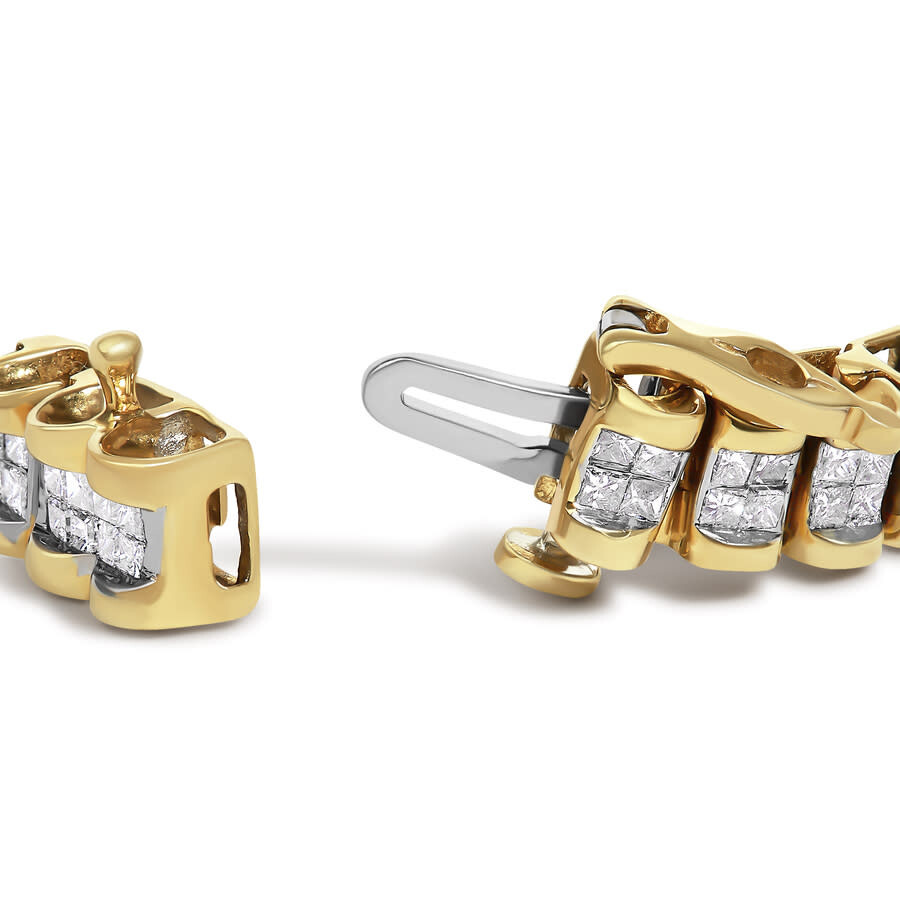 Haus Of Brilliance 14k Gold 3.0 Cttw Princess Cut Quad Invisible Set Tennis Bracelet In Gold