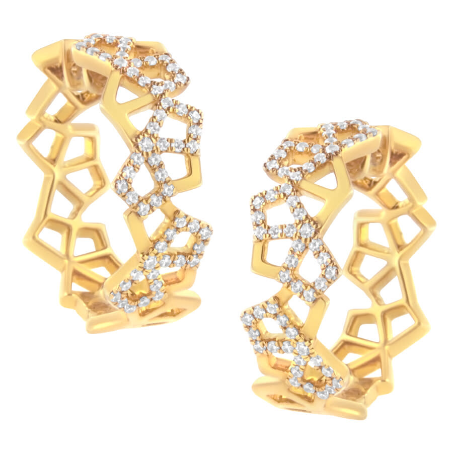 Haus Of Brilliance 14k Yellow Gold 3/4 Cttw Diamond Honeycomb Hoop Earrings (g-h Color In Yellow