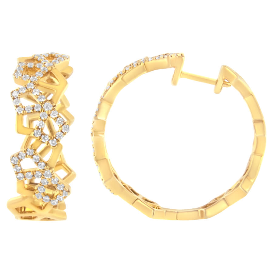 Haus Of Brilliance 14k Yellow Gold 3/4 Cttw Diamond Honeycomb Hoop Earrings (g-h Color In Yellow