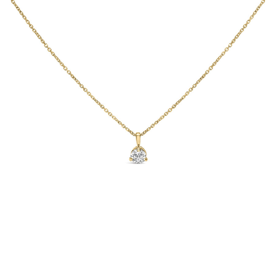 Haus Of Brilliance 14k Yellow Gold 3/8 Cttw 3 Prong Martini Set Round Diamond Solitaire Pendant Neck In Yellow