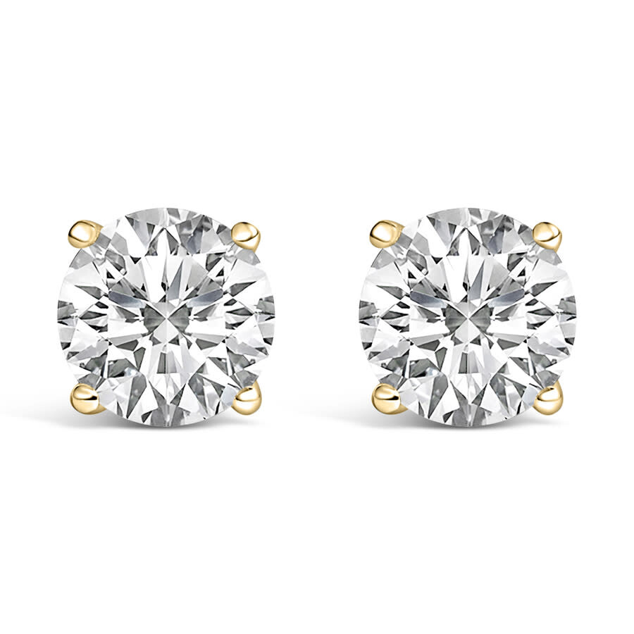 Haus Of Brilliance 14k Yellow Gold 4.0 Cttw Round Lab Grown Diamond Solitaire Stud Earrings With Scr In White