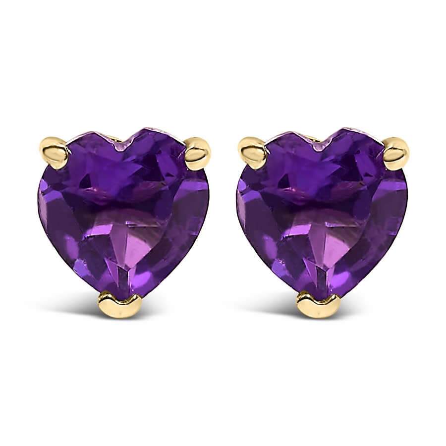 Haus Of Brilliance 14k Gold 5mm Heart Cut Gemstone Solitaire Stud Earrings In Gold