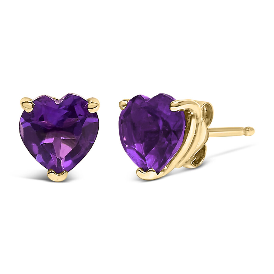 Haus Of Brilliance 14k Gold 5mm Heart Cut Gemstone Solitaire Stud Earrings In Gold
