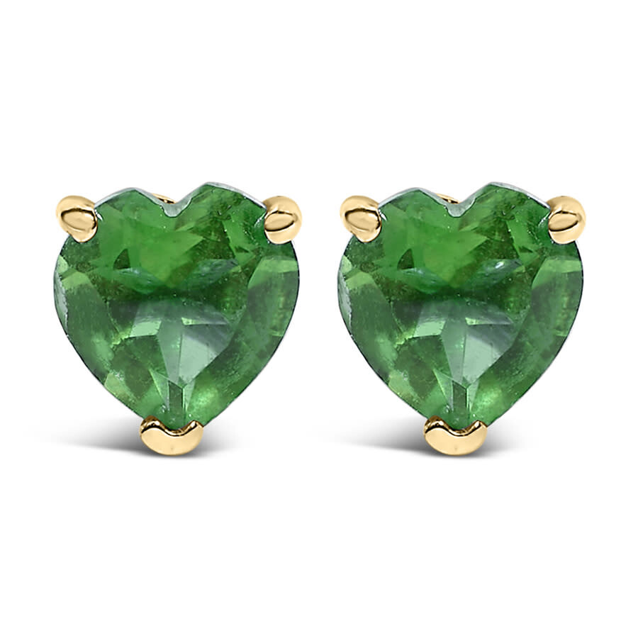 Haus Of Brilliance 14k Yellow Gold 5mm Heart Cut Emerald Solitaire Stud Earrings