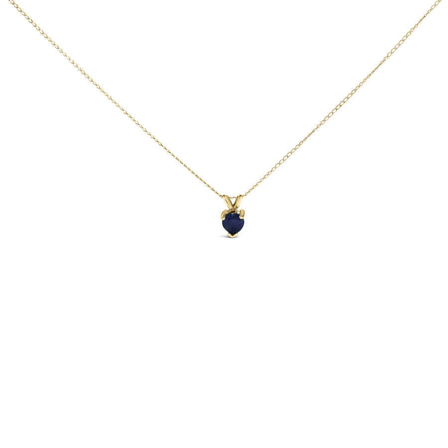 Haus Of Brilliance 14k Yellow Gold 5x5 Mm Heart Shaped Blue Sapphire Solitaire Pendant Necklace In Gold
