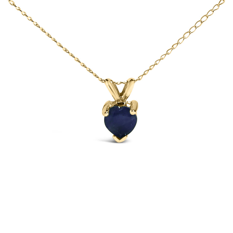 Haus Of Brilliance 14k Yellow Gold 5x5 Mm Heart Shaped Blue Sapphire Solitaire Pendant Necklace In Gold
