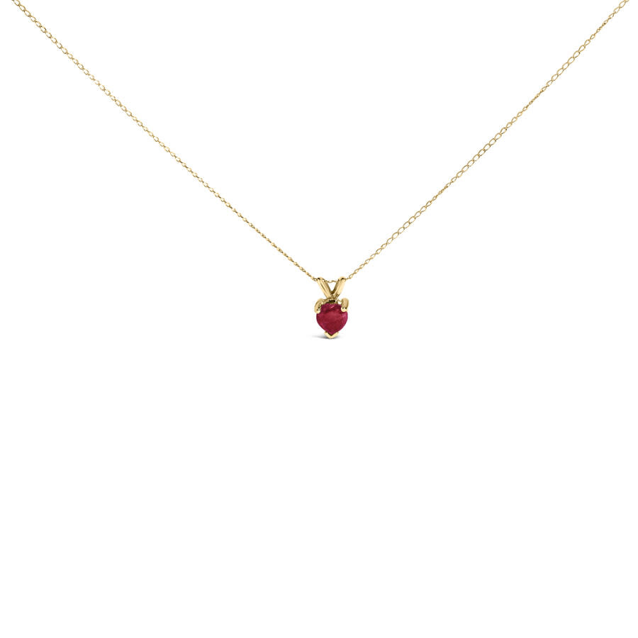 Haus Of Brilliance 14k Yellow Gold 5x5 Mm Heart Shaped Red Ruby Solitaire Pendant Necklace In Gold
