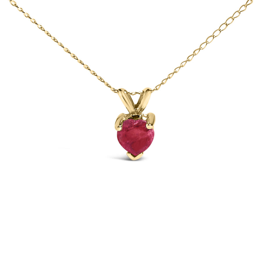 Haus Of Brilliance 14k Yellow Gold 5x5 Mm Heart Shaped Red Ruby Solitaire Pendant Necklace In Gold