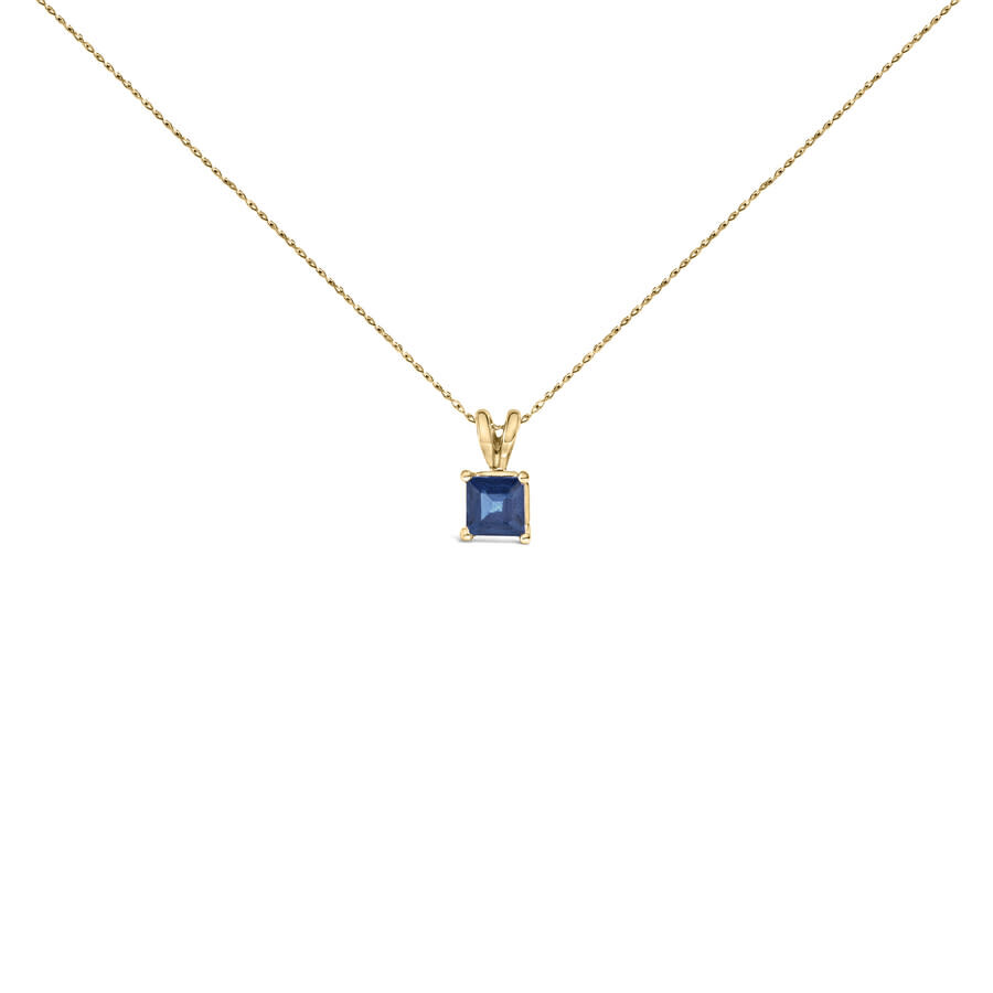 Haus Of Brilliance 14k Yellow Gold 5x5 Mm Square Shaped Blue Sapphire Solitaire Pendant Necklace In Yellow