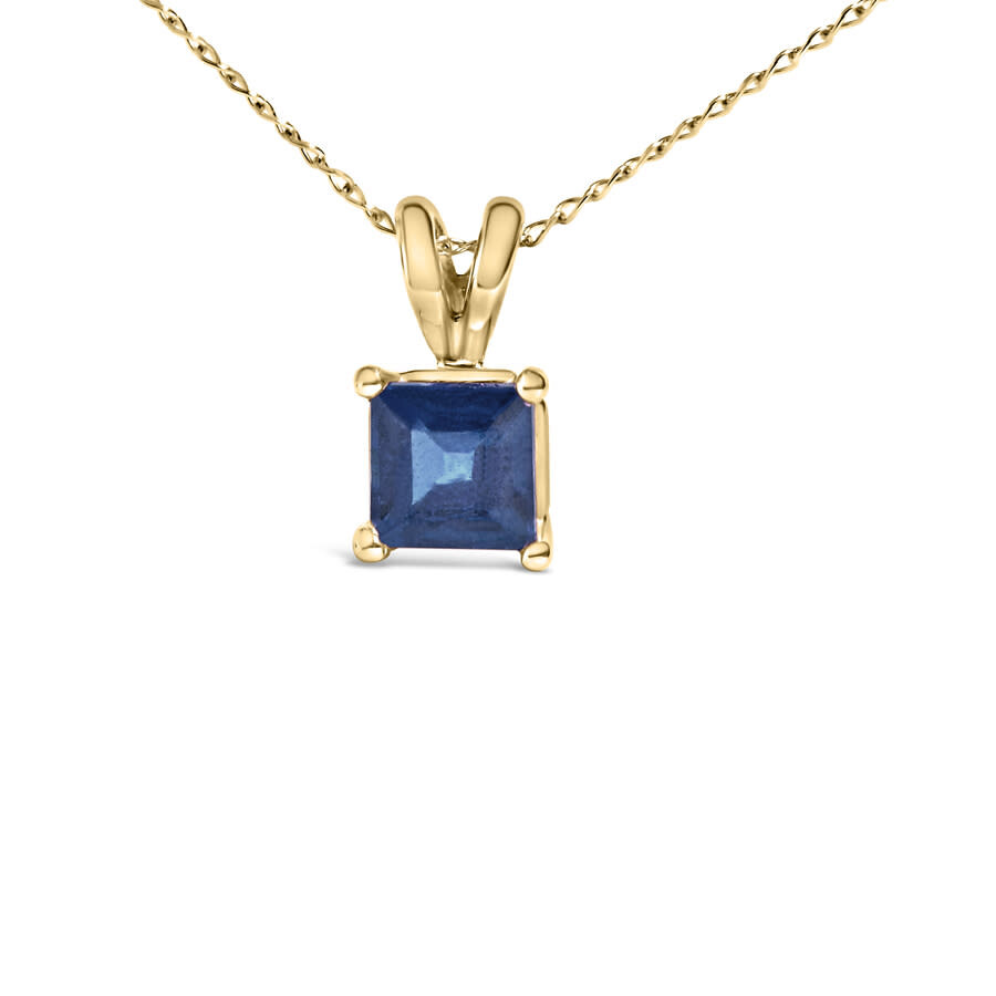 Haus Of Brilliance 14k Yellow Gold 5x5 Mm Square Shaped Blue Sapphire Solitaire Pendant Necklace In Yellow