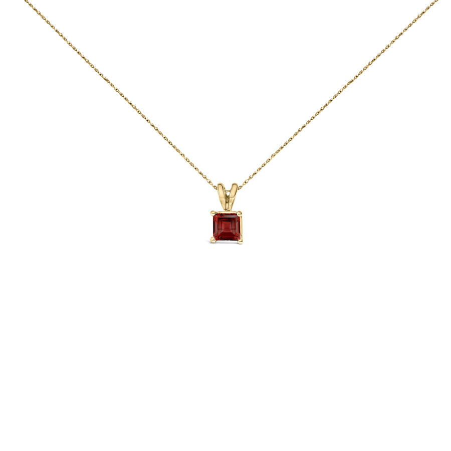 Haus Of Brilliance 14k Yellow Gold 5x5 Mm Square Shaped Red Garnet Solitaire Pendant Necklace In Gold