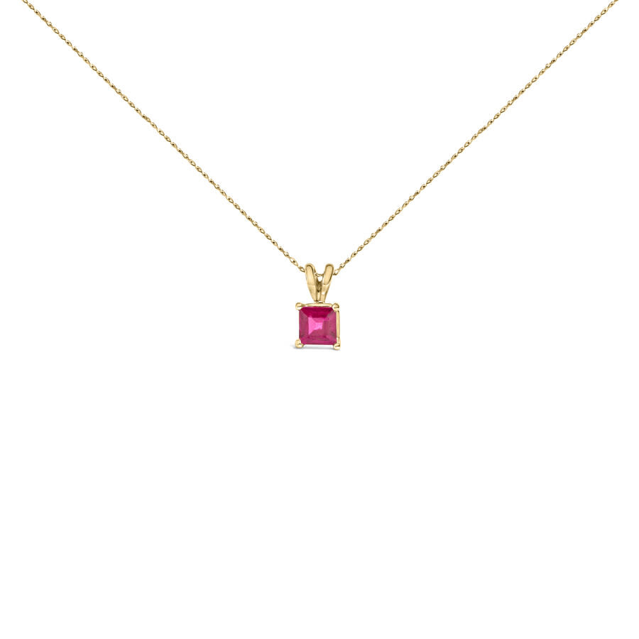 Haus Of Brilliance 14k Gold 5x5 Mm Square Shaped Gemstone Solitaire Pendant Necklace In Gold
